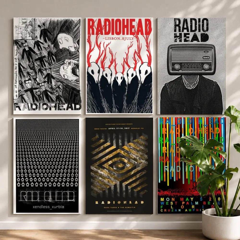 Band R-RadioheadS Poster HD Self Adhesive Waterproof Wall Art Ideal for Home Office Dorm Bedroom Great Gift Peaceful Pleasures Health and Wellness