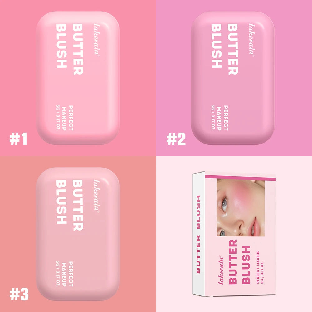 Lakerain Butter Blush High Color Rendering Brightening Makeup Long-lasting Makeup Effect Waterproof Sweat-proof Butter Blush Peaceful Pleasures Health and Wellness