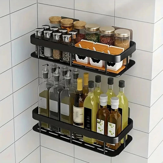 No-Drill Aluminum Wall Shelf – Bathroom & Kitchen Organizer Wall Mounted Shelf Peaceful Pleasures Health and Wellness