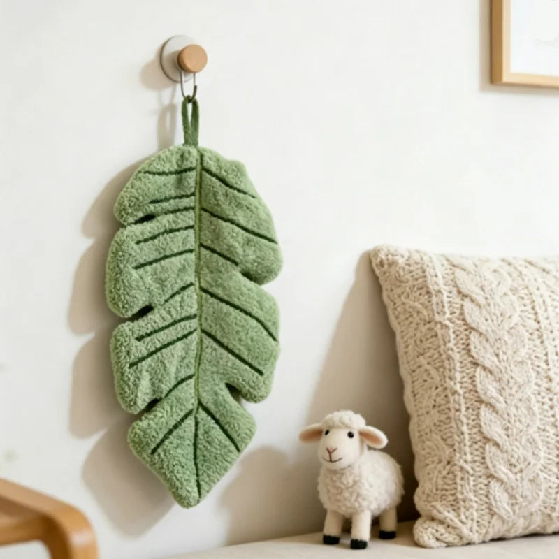 Banana Leaf Shaped Hanging Hand Towel Suitable Daily Wiping Hands