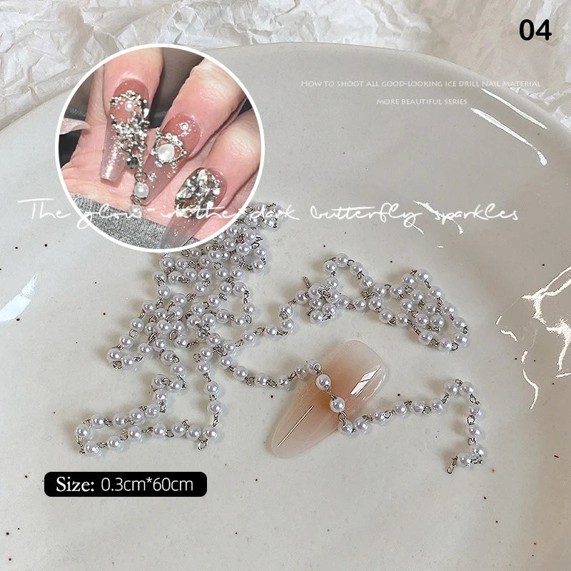 Nail Chains Gold Silver Nail Stone Beads 60cm Decor 3D Alloy Punk Style Nail Decoration Nail Jewelry Nail Charm Accessories Peaceful Pleasures Health and Wellness 4