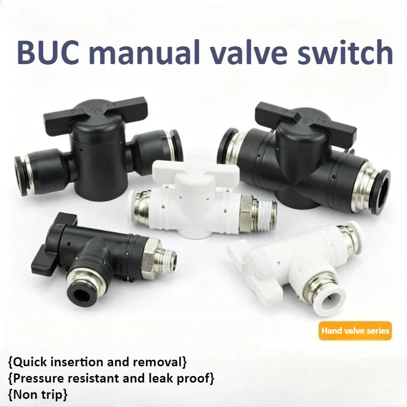 Pneumatic Ball Hand Valve Quick-Connect PU Air Pipe 4–12mm
