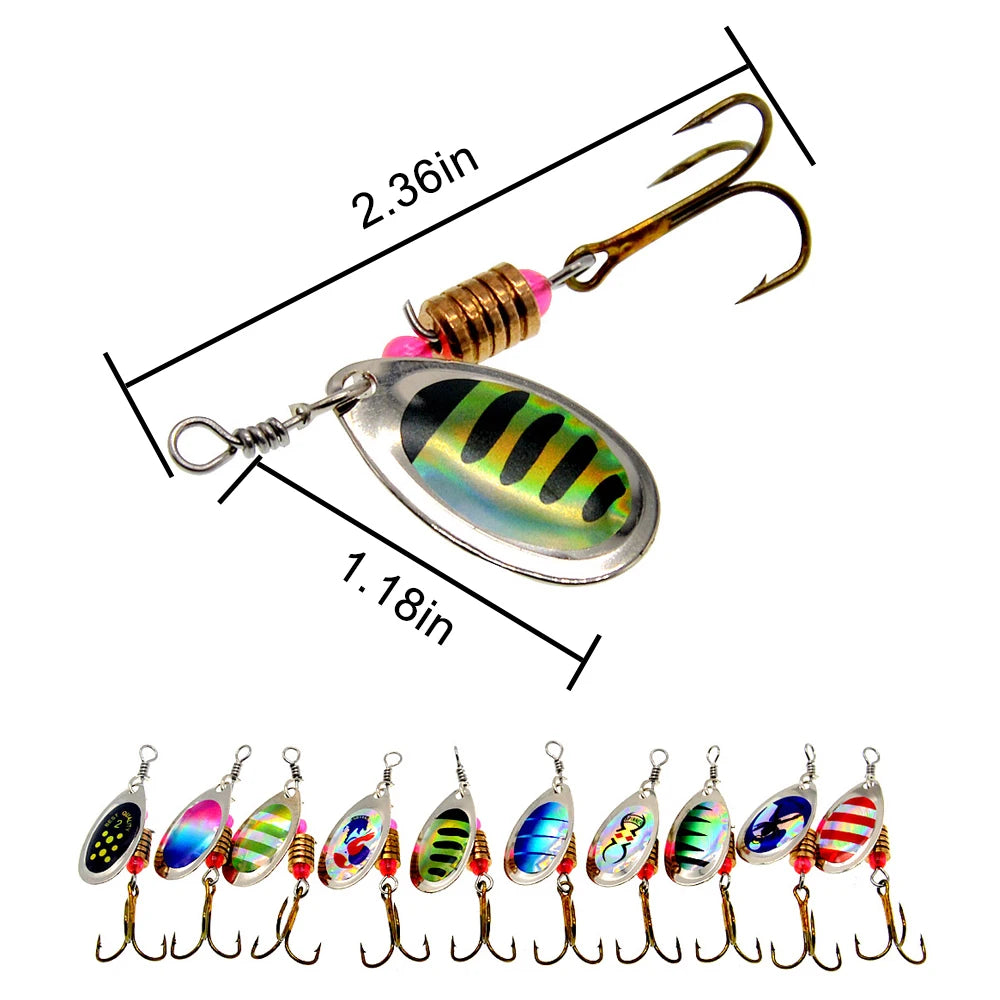 10pcs/1Set Metal Spoon Spinner Fishing Lure Spoonbait Crankbaits Wobblers Bait For Bass Pike Crochet Freshwater Fishing Peaceful Pleasures Health and Wellness