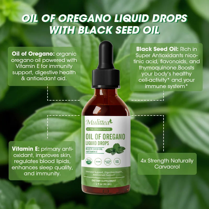 Mulittea Organic Oregano Oil Drops – Immune, Respiratory & Digestive Support Herbal Supplement Peaceful Pleasures Health and Wellness