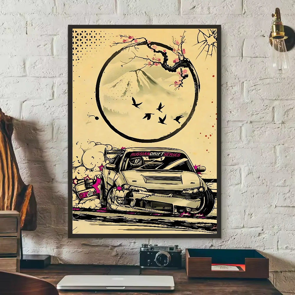 Japanese Cars Samurai Poster | HD Waterproof PVC Wall Art Wall Art Poster Peaceful Pleasures Health and Wellness z6 40X50cmNoframe