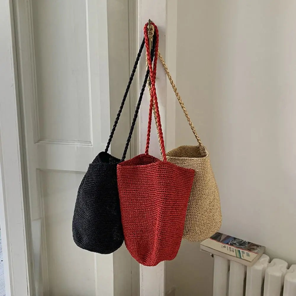 Korean Glitter Woven Bucket Bag – Crochet Tote & Beach Bag Woven Bucket Tote Peaceful Pleasures Health and Wellness