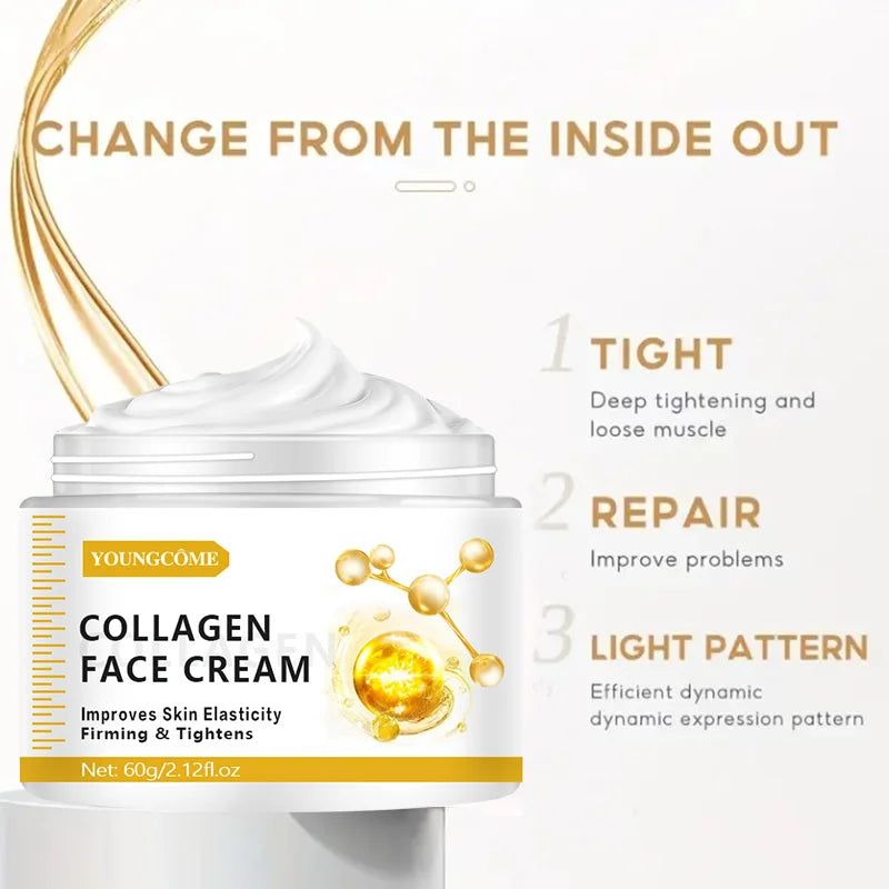 YOUNGCOME Collagen Face Cream Firming & Tightening Moisturizer Improves Elasticity Deep Hydration Daily Facial Care for Women Peaceful Pleasures Health and Wellness