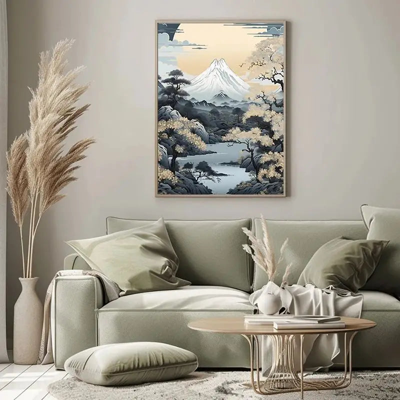 Japanese Autumn Watercolor Canvas Wall Art | Bamboo Blossom