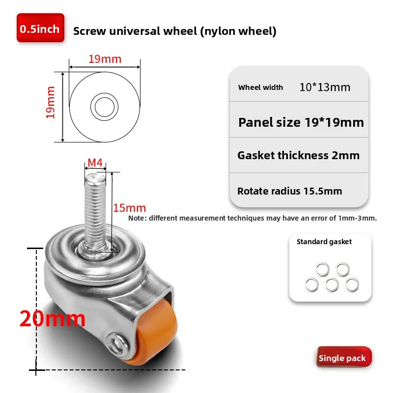 4PCS 360° Heavy Duty Swivel Caster Wheels – Red Trolley Castors