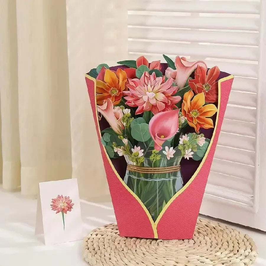 3D Pop-Up Paper Flower Bouquet Card | Valentine's Mother's Day