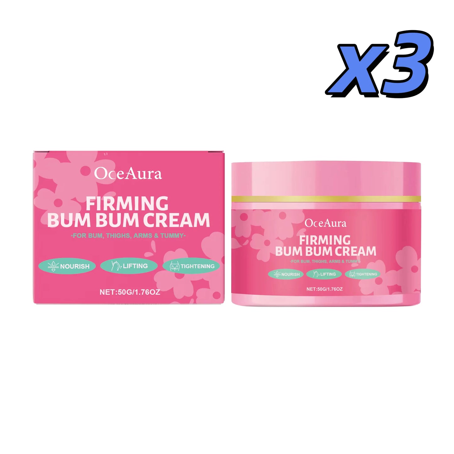 Buttock Enlargement Cream Improve Sagging Lifting Shaping Plumping Tightening Smoothing Moisturizing Sexy Body Hip Enhance Cream Peaceful Pleasures Health and Wellness 3 x 50g boxed