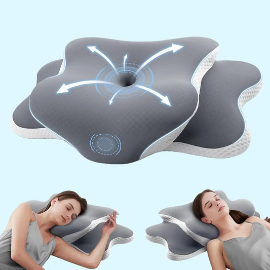 Ergonomic Memory Foam Neck Pillow for Sleeping, Adjustable Height with Silk Cover, Pain Relief for Side Back Stomach Sleepers Peaceful Pleasures Health and Wellness United States