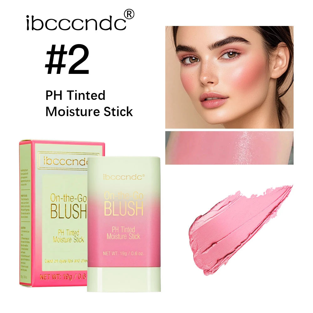 PH Tinted Moisture Stick Blush Stick Natural Cheek Face Rouge Blusher Lasting High Color Rendering Brightening Skin Waterproof Peaceful Pleasures Health and Wellness 2 hot red