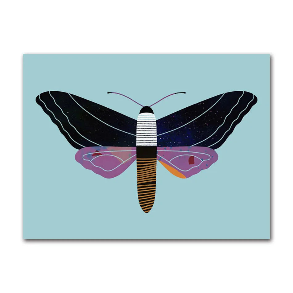 Butterfly Wall Art Ladybug Tiger Moth Beetle Feather Canvas Painting Nordic Poster Printing Wall Picture Bedroom Decoration Peaceful Pleasures Health and Wellness 61069-07 20x30cm