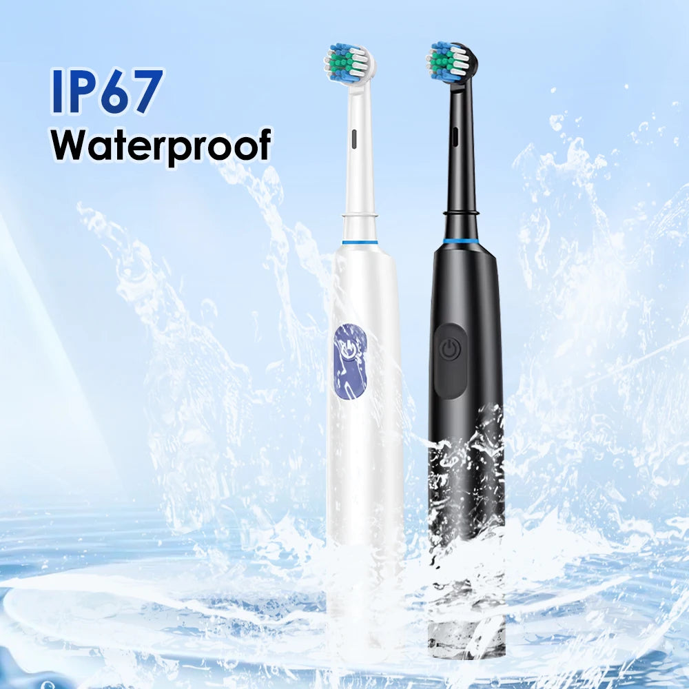 Electric Toothbrush Rotary Rechargeable Teeth Cleaner for Adults Soft Bristles Rotating Round Brush Heads Smart Timer Toothbrush Peaceful Pleasures Health and Wellness