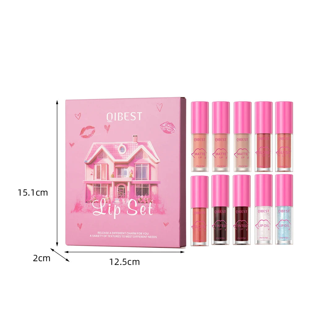 QIBEST 10 PCS Moisturizing Lip Gloss Sets Transparent Lip Oil Hydrating Lip Glaze Lip Plumper Matte Liquid Lipstick Makeup Kits Peaceful Pleasures Health and Wellness
