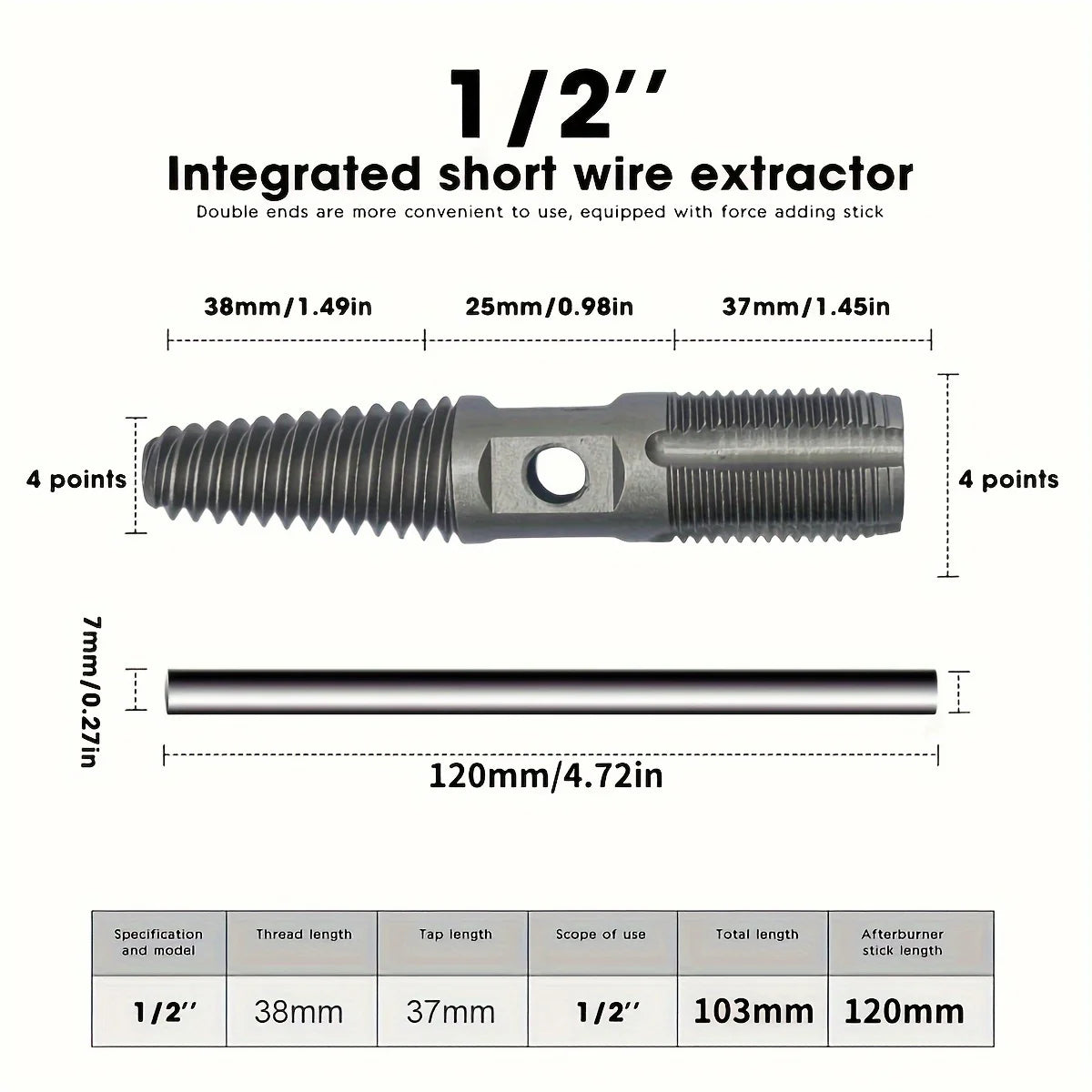 Double Head Screw Extractor & Thread Repair Kit 1/2" 3/4" Peaceful Pleasures Health and Wellness GZ015-B