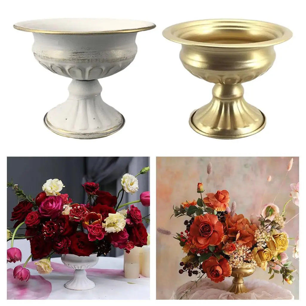 Antique Iron Flower Vase | Metal Centerpiece for Home & Events