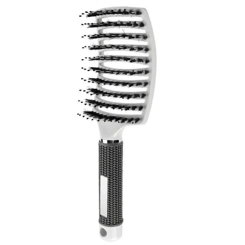 Multiple Color Hair Comb Detangling Hair Brush Bristle&Nylon Women Wet Massage Comb Curly Hairdressing Salon Styling Tools Peaceful Pleasures Health and Wellness white