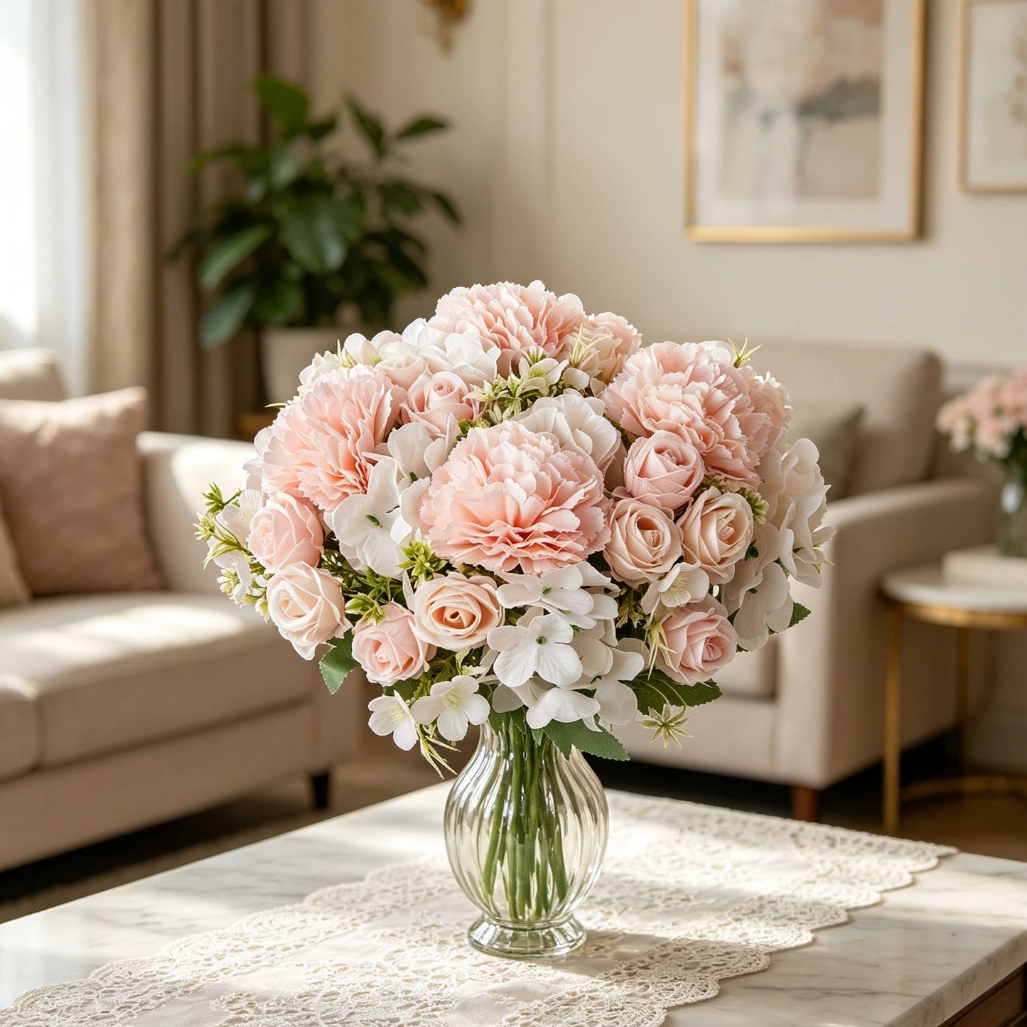 Silk Artificial Carnation Rose Bouquet | Wedding & Home Decor