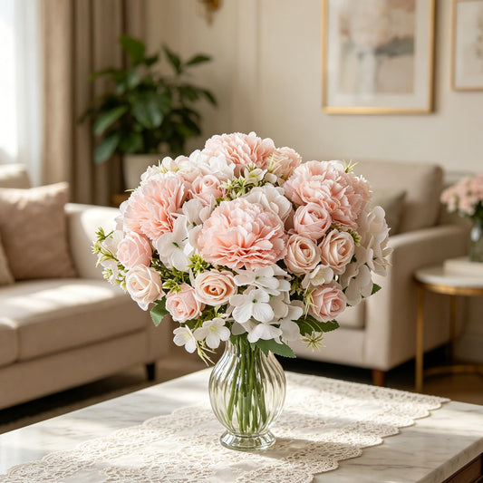 Silk Artificial Carnation Rose Bouquet | Wedding & Home Decor Artificial Flower Bouquet Peaceful Pleasures Health and Wellness
