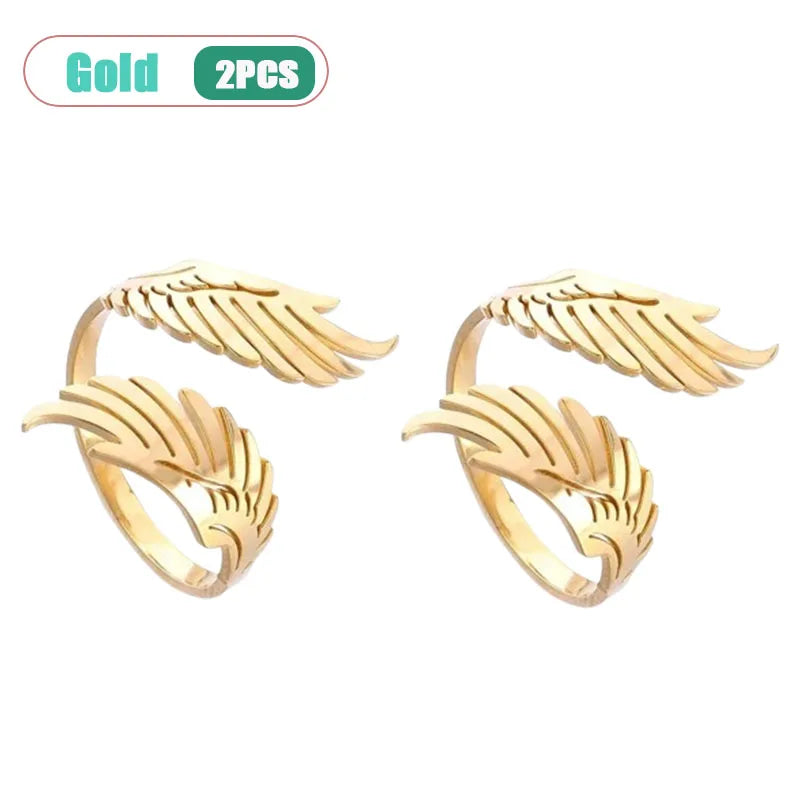 Stainless Steel Wings Ring – Adjustable Couple Jewelry Gift