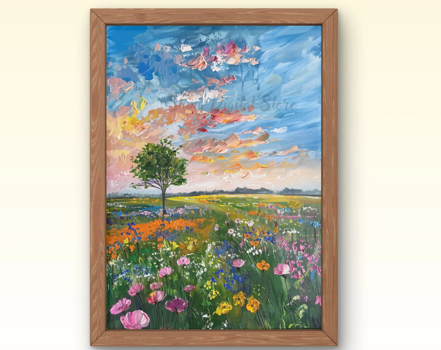 European Rural Scenery Floral Canvas Wall Art | Unframed Print