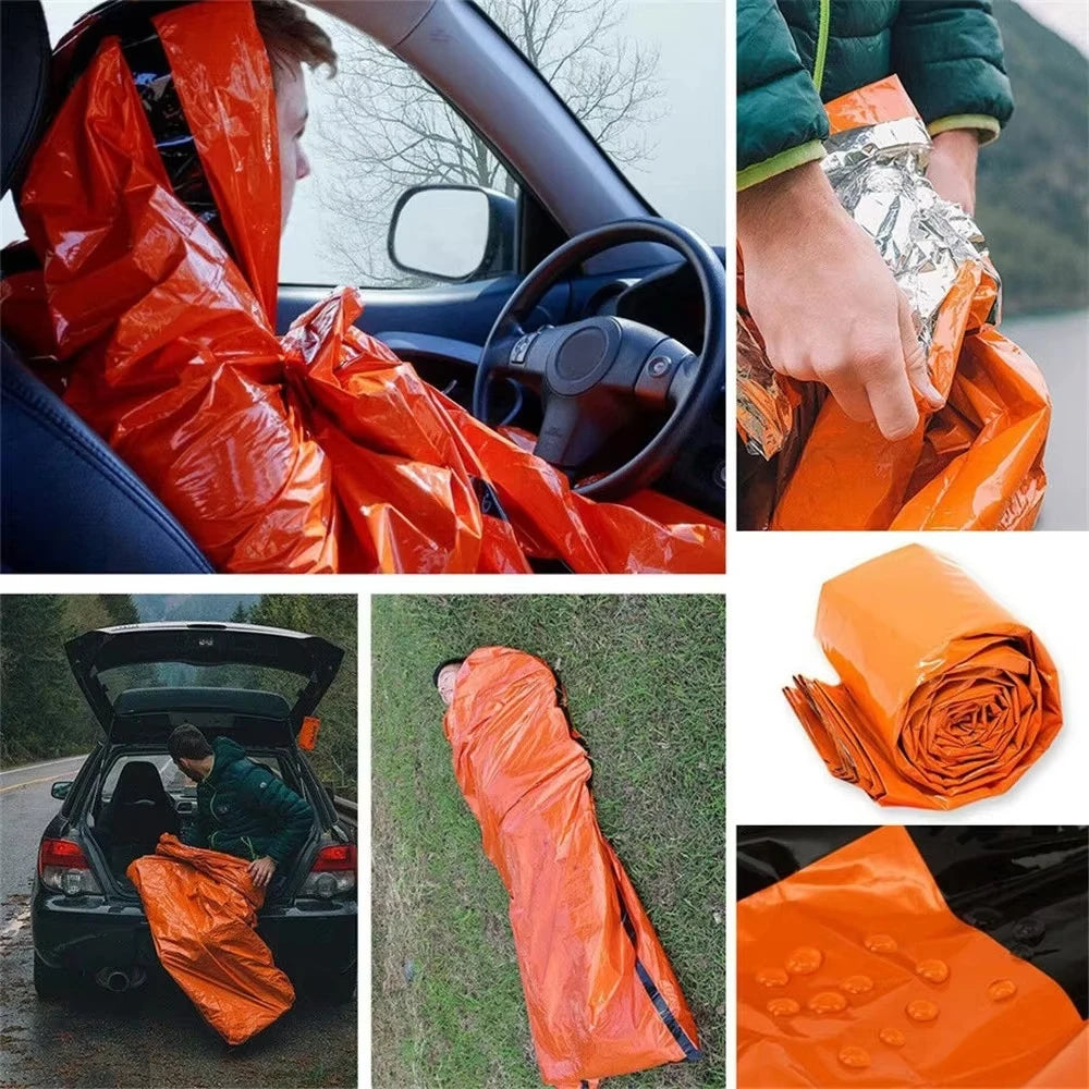 Portable Insulated sleeping bag Waterproof Emergency Survival Outdoor Edc Camping Gear Thermal Sack First Aid Rescue Kit Mylar Peaceful Pleasures Health and Wellness