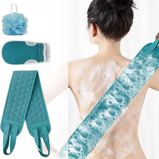 Exfoliating Body Scrubber Set – Back Scrubber, Glove & Loofah Exfoliating Scrubber Set Peaceful Pleasures Health and Wellness 3-Piece Set