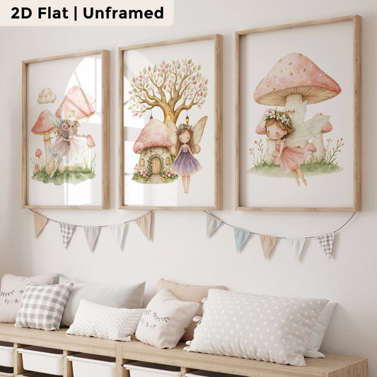 3pcs Modern,Cartoon Mushroom Elf Wall Art Print Canvas Painting Poster Picture For Living Room,Bedroom,Kids Room Home Decor Peaceful Pleasures Health and Wellness CH041-3pcs 60x80cm Unframed