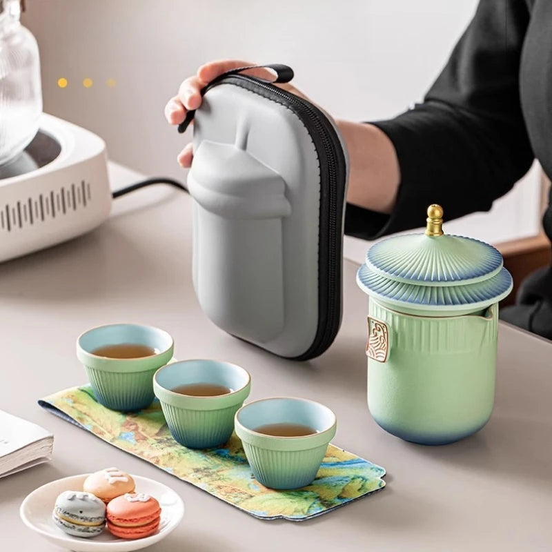 Palace Museum Ceramic Travel Tea Set | Chinese Style Ceramic Tea Set Peaceful Pleasures Health and Wellness