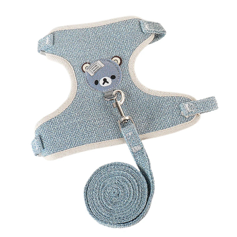 Cat Dog Harness with Lead Leash Adjustable Vest Mesh Breathable Adjustable Chest Harness Outdoor Walking Cat Pet Supplies Peaceful Pleasures Health and Wellness Blue S