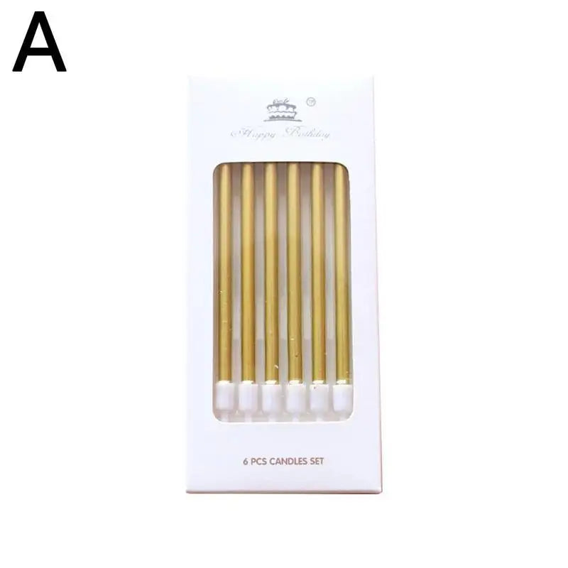 Gold & Silver Birthday Candles – Cake & Cupcake Toppers 6-Pack