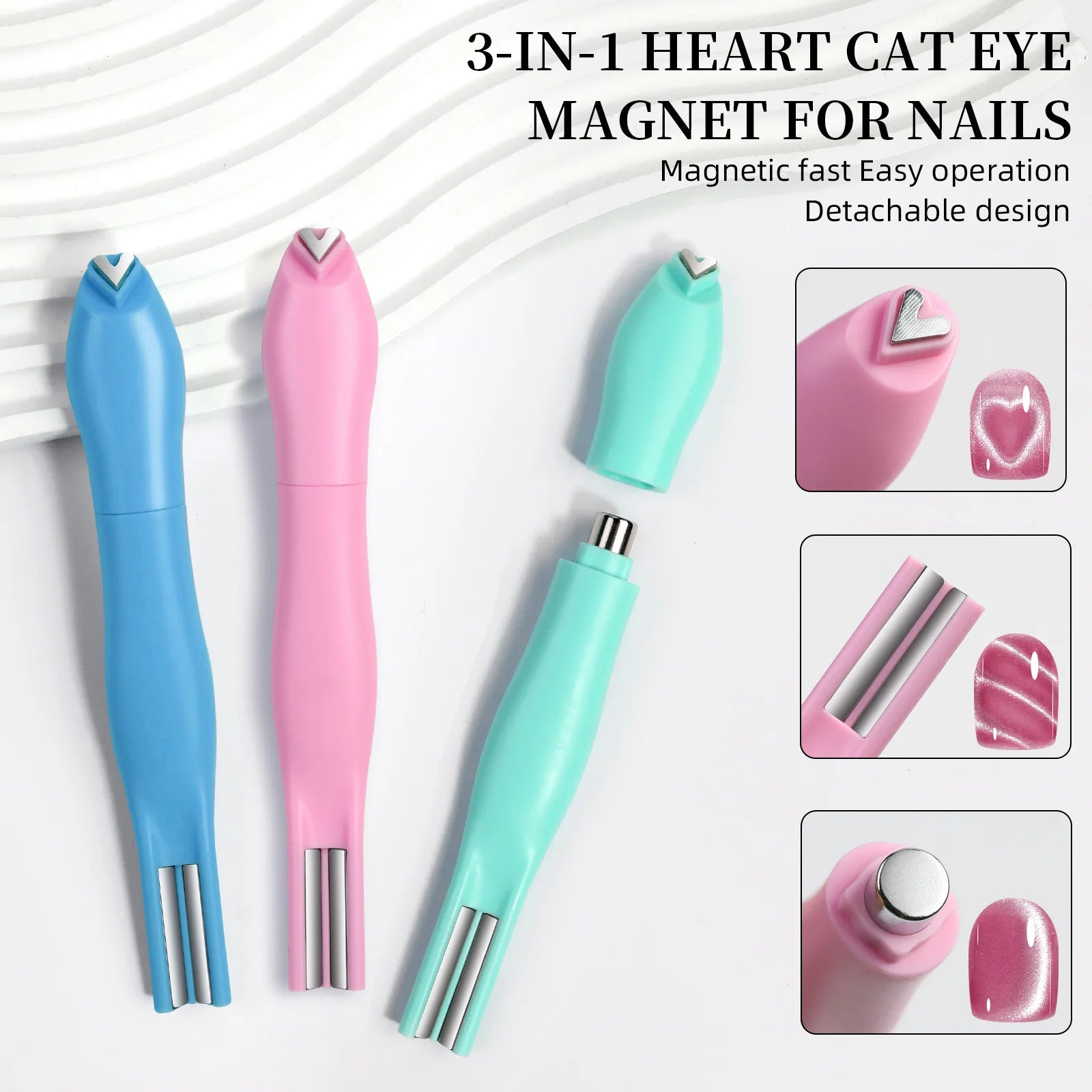 3-In-1 Cat Eye Nail Art Magnet Pen – Heart, Moon & Snake Designs Peaceful Pleasures Health and Wellness