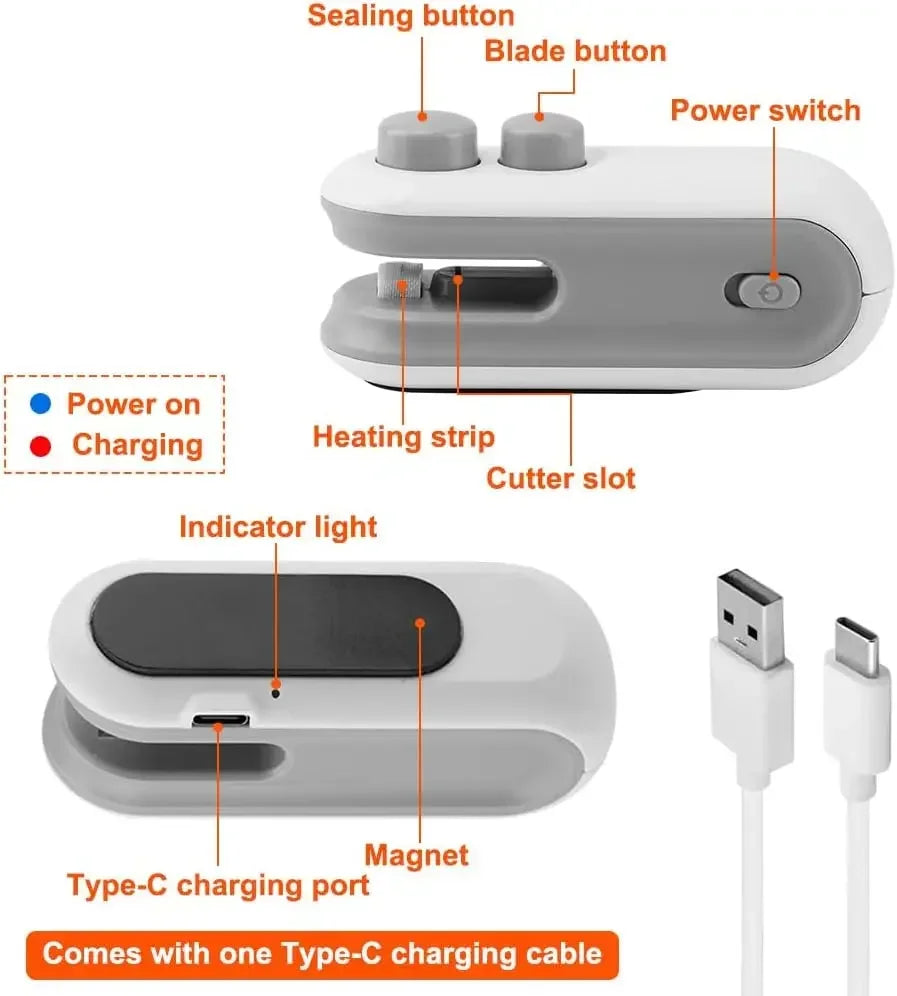 USB Portable Mini Sealer Snacks Home Use Rechargeable Vacuum Handheld