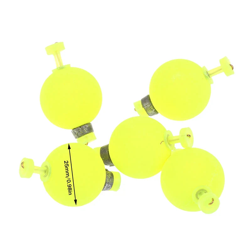 5-Pack Snap-On Fishing Bobber Floats – Weighted EVA Foam
