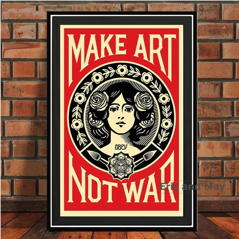 Make Art Not War Pop Bar Art Painting Retro Vintage Poster And Prints Wall Art Canvas Wall Pictures For Living Room Home Decor Peaceful Pleasures Health and Wellness YELLOW 30x40cm Unframed