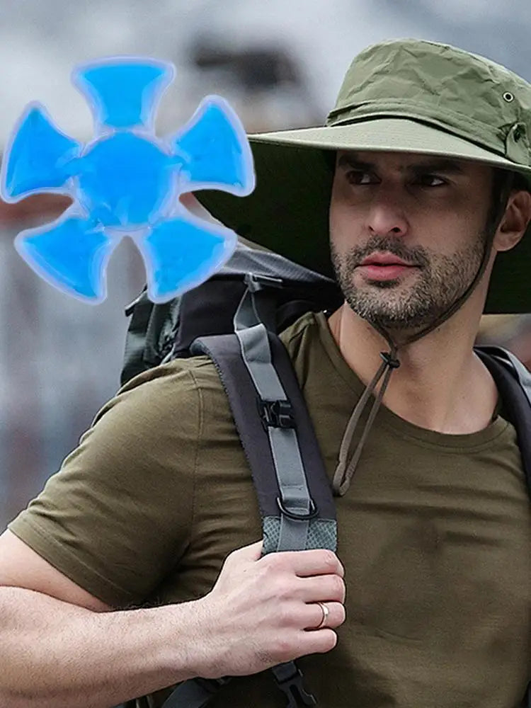 Blue PVC Gel Ice Pack Adjustable Cooling Pad Helmet Cooling Pad Portable Outdoor Accessory for Outdoor Sports Cycling Running Peaceful Pleasures Health and Wellness