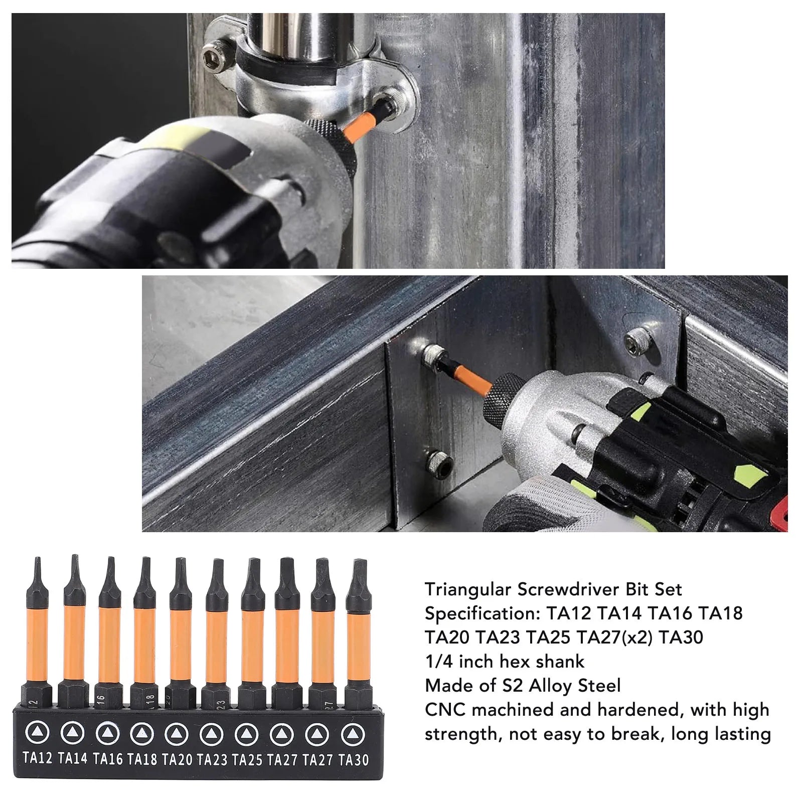 Triangular Drill Bit Set 1/4 Inch Hex Shank Triangular Screwdriver Bit 50mm Length High Strength with Storage Rack for Garage Peaceful Pleasures Health and Wellness