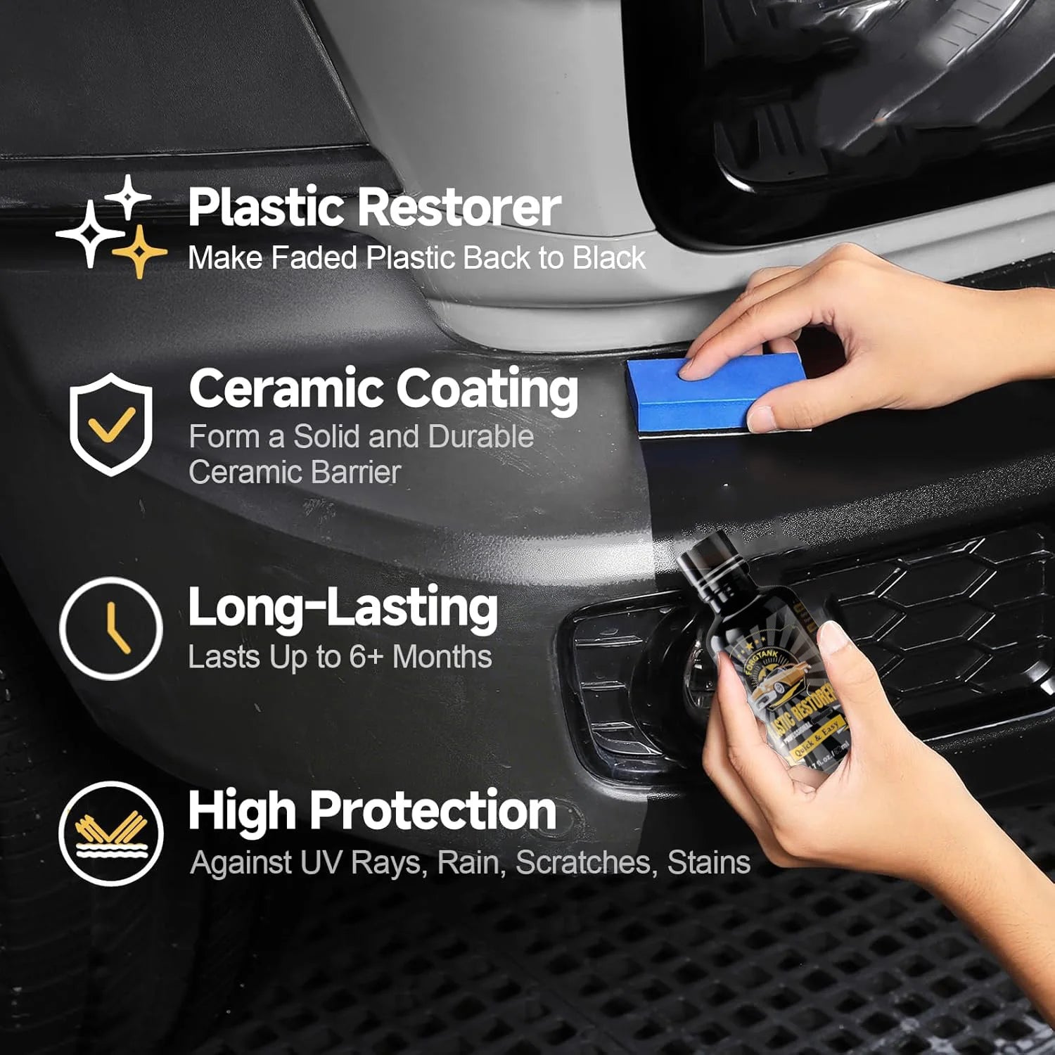 Plastic Restorer Cars Trim Restorer Ceramic Crystal Coating 6 Months+ with UV Protection Restore Automotive Exterior Protectant Peaceful Pleasures Health and Wellness