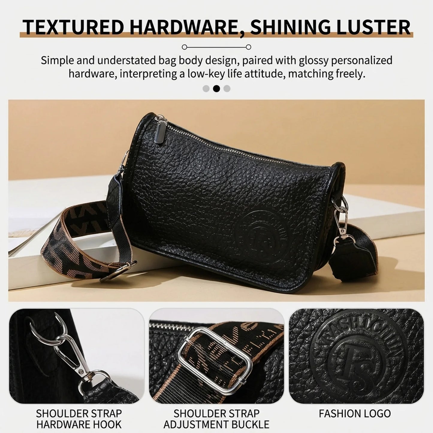 Women Bag Single Shoulder Large Capacity Crossbody PU Leather Tote for Daily Use Peaceful Pleasures Health and Wellness