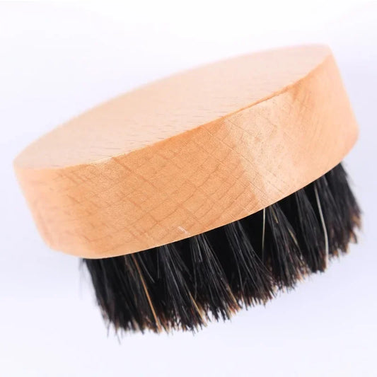 Men's Boar Bristle Beard Brush with Beechwood Handle Beard Grooming Brush Peaceful Pleasures Health and Wellness green
