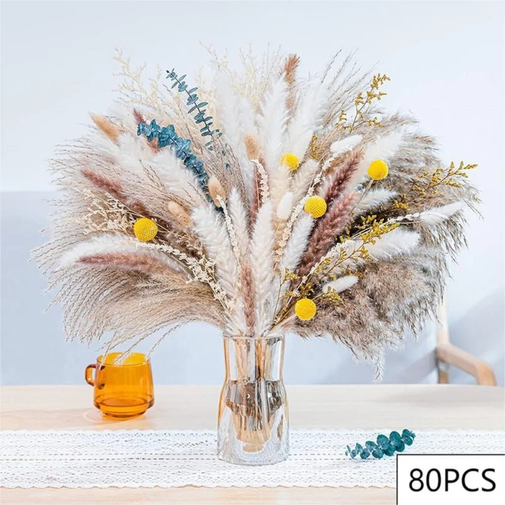 100pcs Dried Pampas Grass Bouquet | Boho Wedding & Home Decor