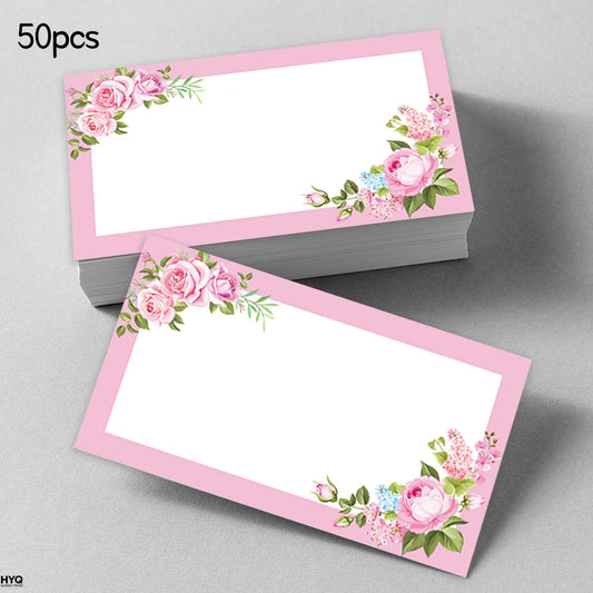 Pink Floral Blank Message Cards Pocket Business Greeting Small Peaceful Pleasures Health and Wellness