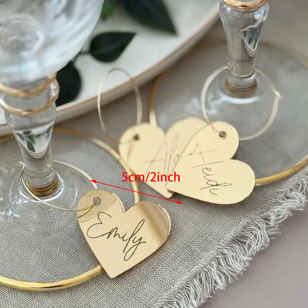 Custom Acrylic Wine Glass Name Tags | Wedding Drink Charms 5pc Wedding Drink Charms Peaceful Pleasures Health and Wellness