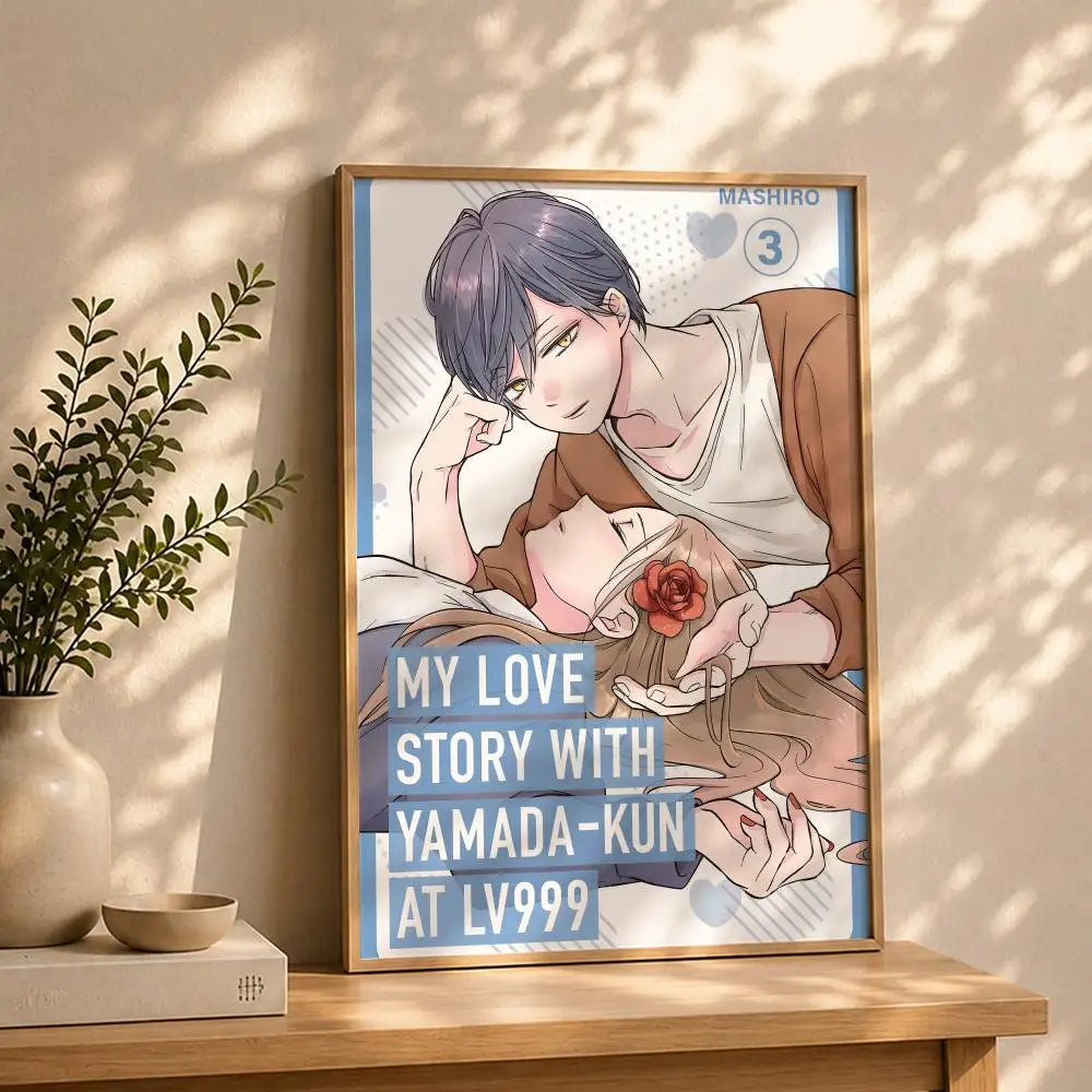 Anime M-My Love Story with Yamada-kun at Lv999S Poster HD Self Adhesive Waterproof Wall Art Ideal for Home Office Dorm Bedroom Peaceful Pleasures Health and Wellness White15 50X70cmNoframe