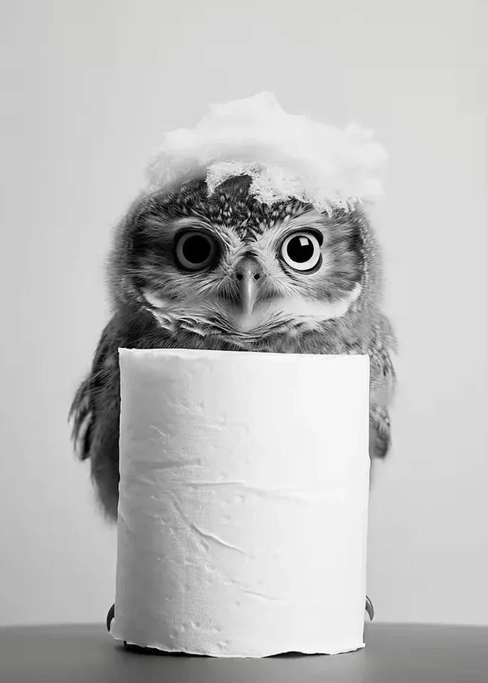 Funny Otter Toilet Paper Canvas Wall Art | Bathroom Poster