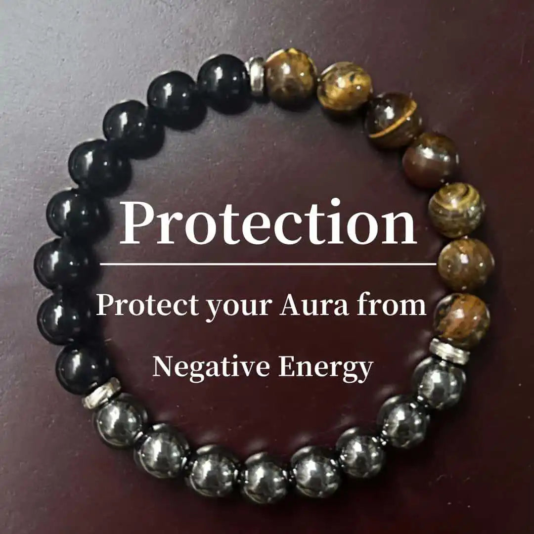 Stone Beads Bracelet Amethyst Tiger Eye Crystal Quartz Agate Gem Beads Bangles Women Reiki Healling Jewelry Gift Mens Bracelet Peaceful Pleasures Health and Wellness 18cm 0182-9