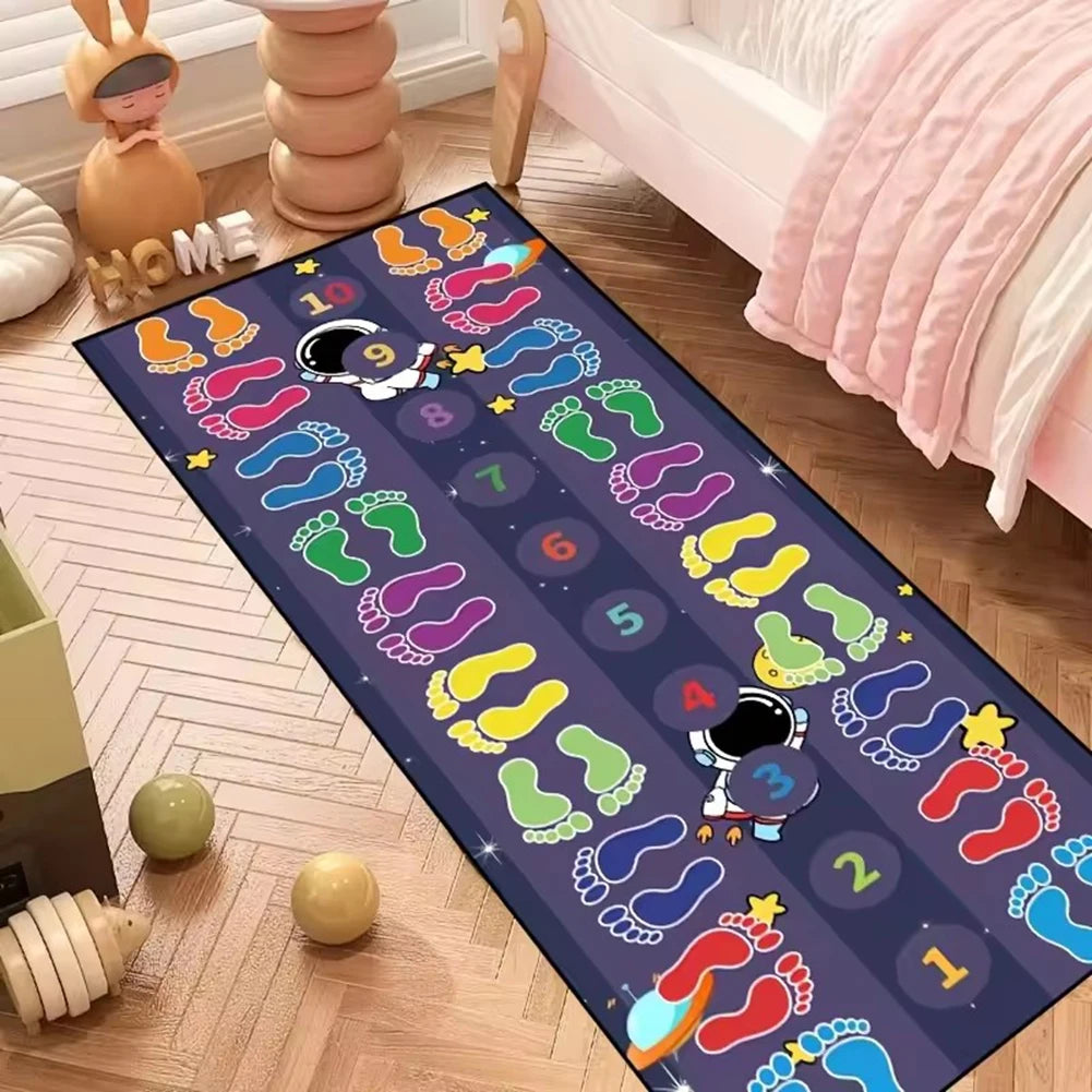 Indoor Jumping Game Mat,Hop Count Hop-Scotch Rug Boosts Motor Skills And Cognitive Growth Kindergarten Classroom Activity Peaceful Pleasures Health and Wellness