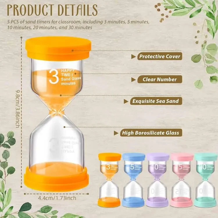1PCS 3/5/10/15/30 Minutes Colorful Hourglass Sandglass Children Kid Gift Toy Sand Timer Hour Glass Home Decoration Sand Clock Peaceful Pleasures Health and Wellness